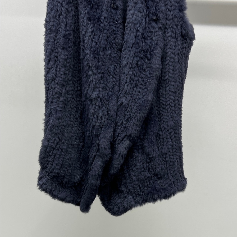 Navy Rabbit Fur Vest - Picture 3 of 5